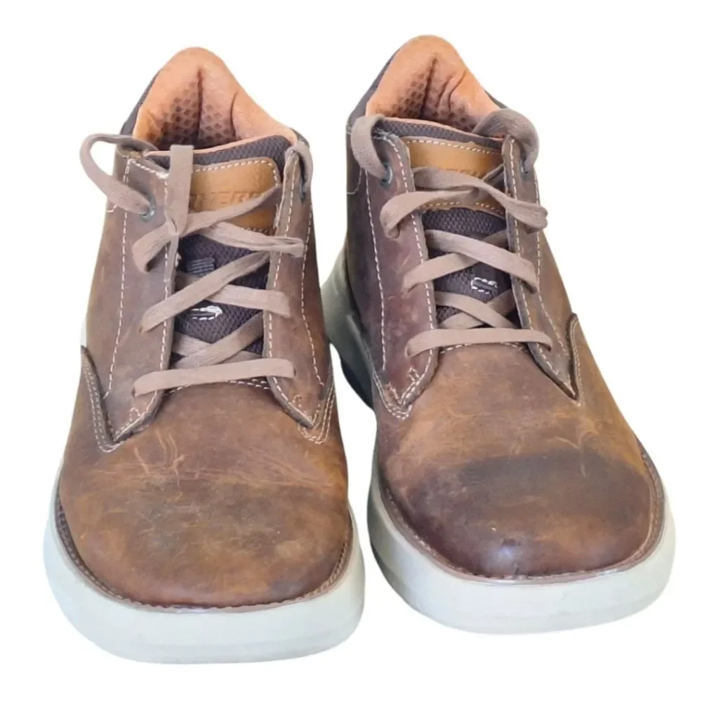 Skechers Streetwear Doveno Molens Chukka LaceUp Boot Lightweight Brown Leather 7